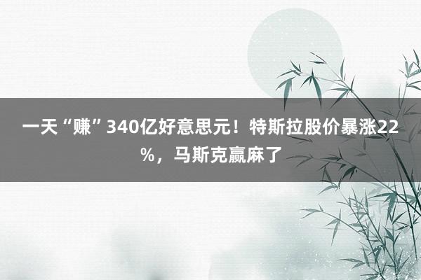 一天“赚”340亿好意思元！特斯拉股价暴涨22%，马斯克赢麻了