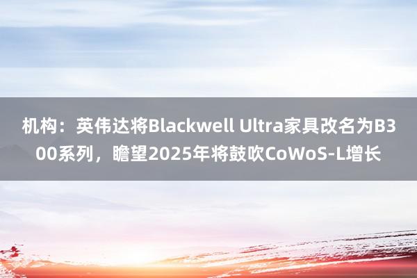 机构：英伟达将Blackwell Ultra家具改名为B300系列，瞻望2025年将鼓吹CoWoS-L增长