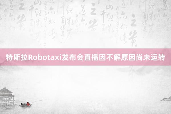 特斯拉Robotaxi发布会直播因不解原因尚未运转