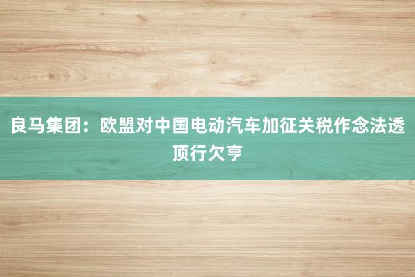 良马集团：欧盟对中国电动汽车加征关税作念法透顶行欠亨