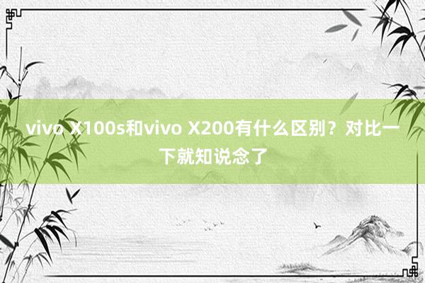 vivo X100s和vivo X200有什么区别？对比一下就知说念了