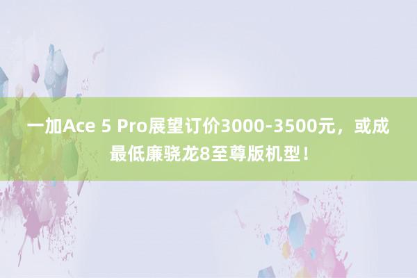 一加Ace 5 Pro展望订价3000-3500元，或成最低廉骁龙8至尊版机型！