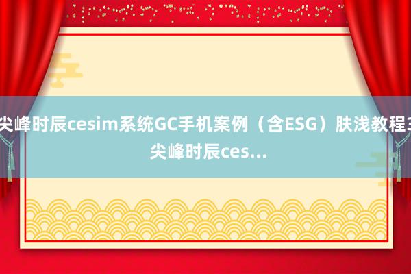 尖峰时辰cesim系统GC手机案例（含ESG）肤浅教程3 尖峰时辰ces...