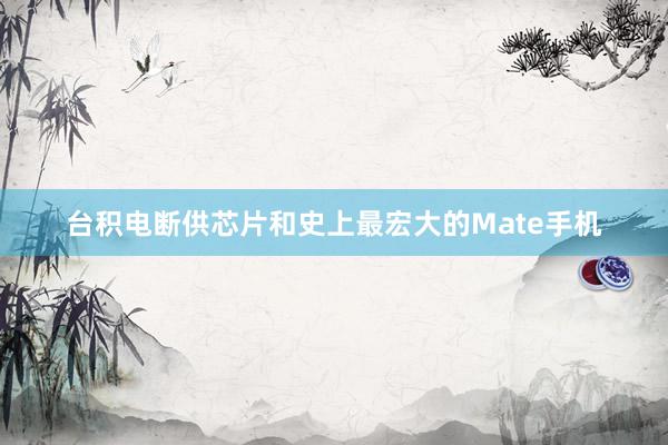 台积电断供芯片和史上最宏大的Mate手机