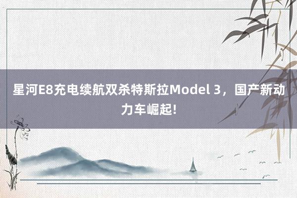 星河E8充电续航双杀特斯拉Model 3，国产新动力车崛起!