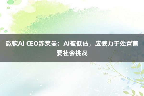 微软AI CEO苏莱曼：AI被低估，应戮力于处置首要社会挑战