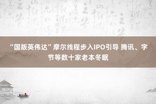 “国版英伟达”摩尔线程步入IPO引导 腾讯、字节等数十家老本冬眠