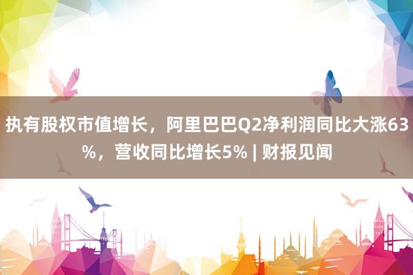 执有股权市值增长，阿里巴巴Q2净利润同比大涨63%，营收同比增长5% | 财报见闻