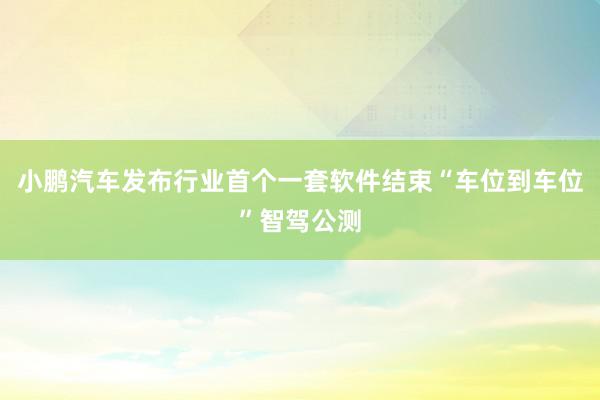 小鹏汽车发布行业首个一套软件结束“车位到车位”智驾公测