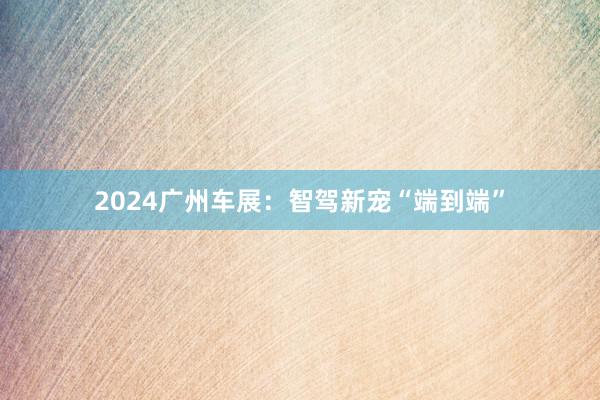 2024广州车展：智驾新宠“端到端”