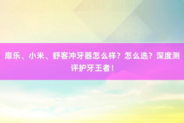 扉乐、小米、舒客冲牙器怎么样？怎么选？深度测评护牙王者！