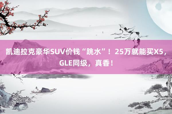 凯迪拉克豪华SUV价钱“跳水”！25万就能买X5，GLE同级，真香！