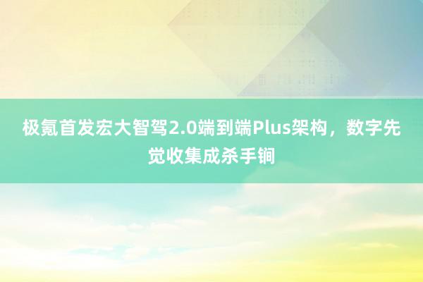 极氪首发宏大智驾2.0端到端Plus架构，数字先觉收集成杀手锏