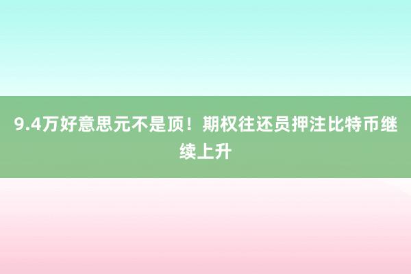 9.4万好意思元不是顶！期权往还员押注比特币继续上升