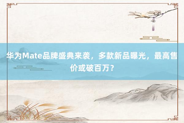 华为Mate品牌盛典来袭，多款新品曝光，最高售价或破百万？