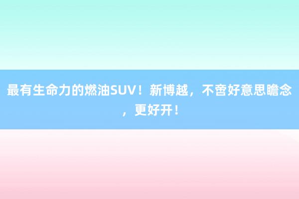 最有生命力的燃油SUV！新博越，不啻好意思瞻念，更好开！