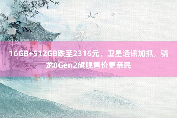 16GB+512GB跌至2316元，卫星通讯加抓，骁龙8Gen2旗舰售价更亲民