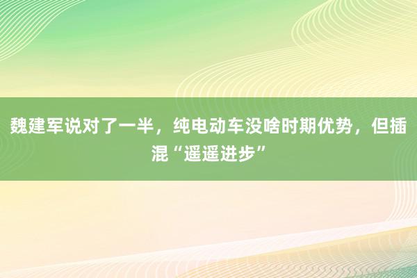 魏建军说对了一半，纯电动车没啥时期优势，但插混“遥遥进步”