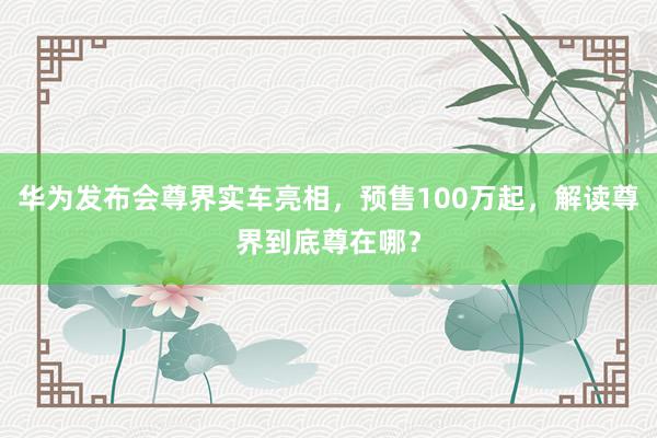 华为发布会尊界实车亮相，预售100万起，解读尊界到底尊在哪？