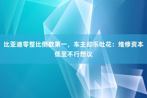 比亚迪零整比倒数第一，车主却乐吐花：维修资本低至不行想议