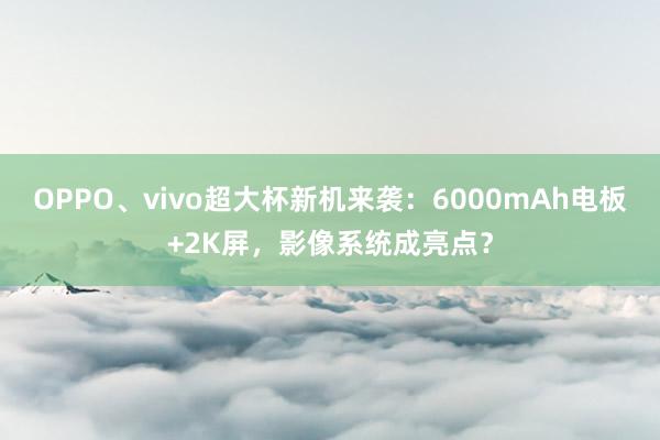 OPPO、vivo超大杯新机来袭：6000mAh电板+2K屏，影像系统成亮点？