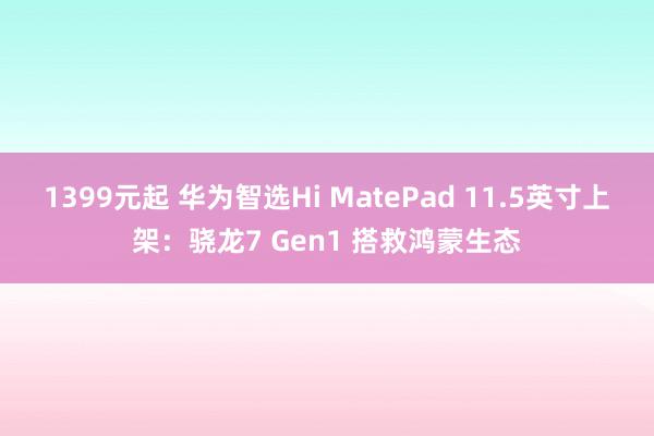 1399元起 华为智选Hi MatePad 11.5英寸上架：骁龙7 Gen1 搭救鸿蒙生态