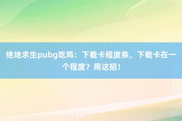 绝地求生pubg吃鸡：下载卡程度条，下载卡在一个程度？用这招！