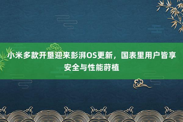 小米多款开垦迎来彭湃OS更新，国表里用户皆享安全与性能莳植