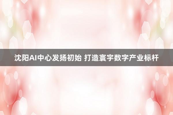 沈阳AI中心发扬初始 打造寰宇数字产业标杆