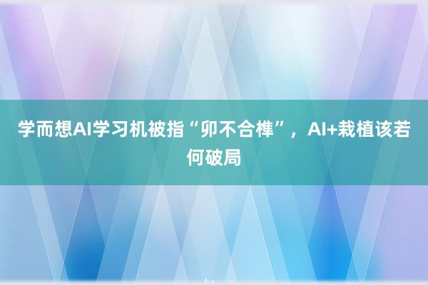 学而想AI学习机被指“卯不合榫”，AI+栽植该若何破局