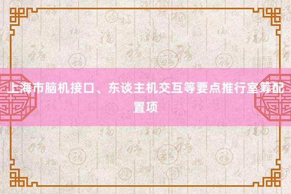 上海市脑机接口、东谈主机交互等要点推行室筹配置项