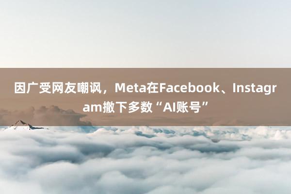 因广受网友嘲讽，Meta在Facebook、Instagram撤下多数“AI账号”