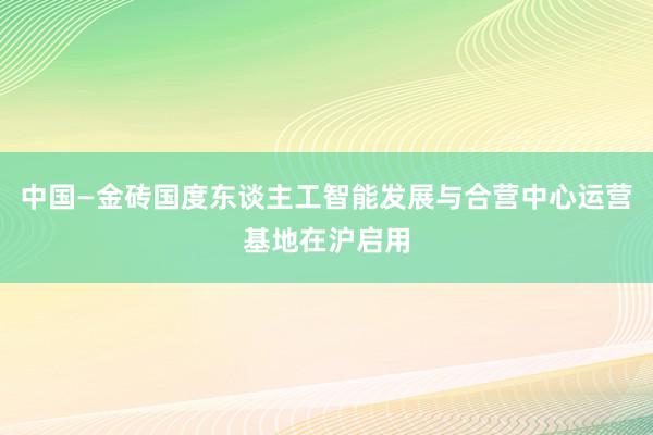 中国—金砖国度东谈主工智能发展与合营中心运营基地在沪启用