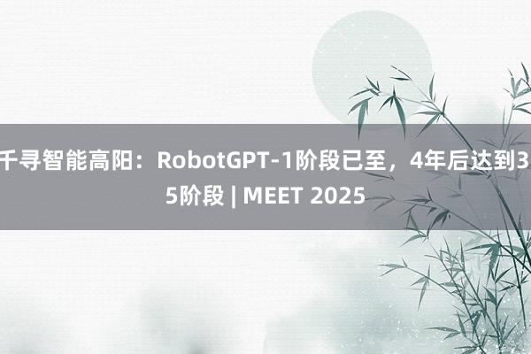 千寻智能高阳：RobotGPT-1阶段已至，4年后达到3.5阶段 | MEET 2025