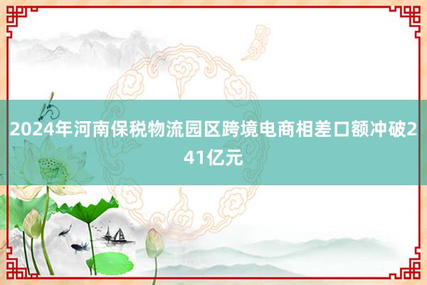 2024年河南保税物流园区跨境电商相差口额冲破241亿元