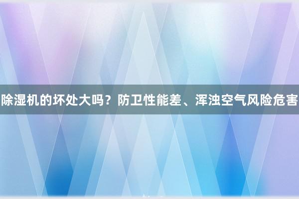 除湿机的坏处大吗？防卫性能差、浑浊空气风险危害