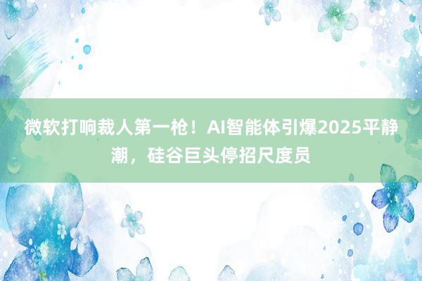 微软打响裁人第一枪！AI智能体引爆2025平静潮，硅谷巨头停招尺度员