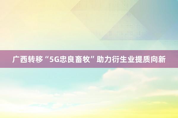 广西转移“5G忠良畜牧”助力衍生业提质向新