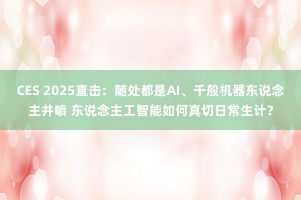 CES 2025直击：随处都是AI、千般机器东说念主井喷 东说念主工智能如何真切日常生计？