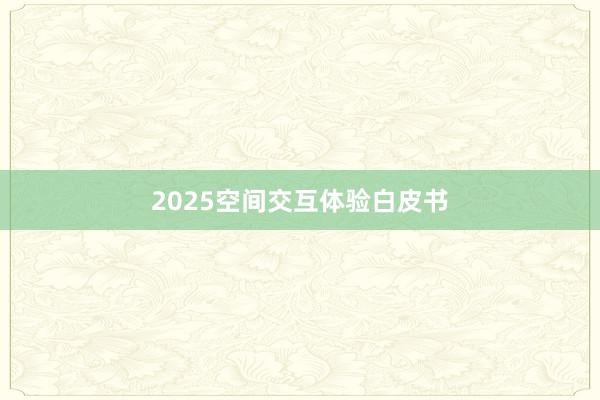 2025空间交互体验白皮书