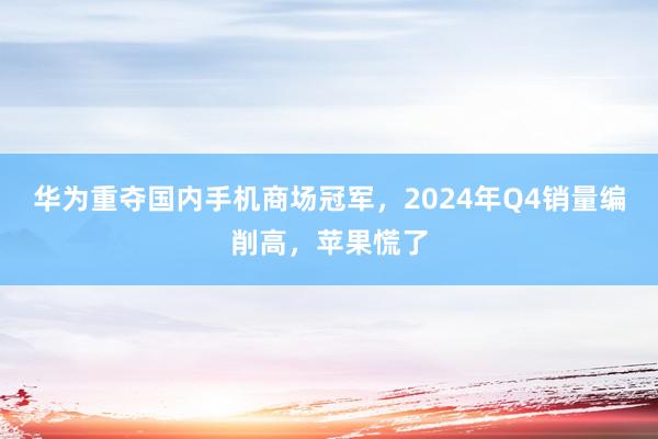 华为重夺国内手机商场冠军，2024年Q4销量编削高，苹果慌了