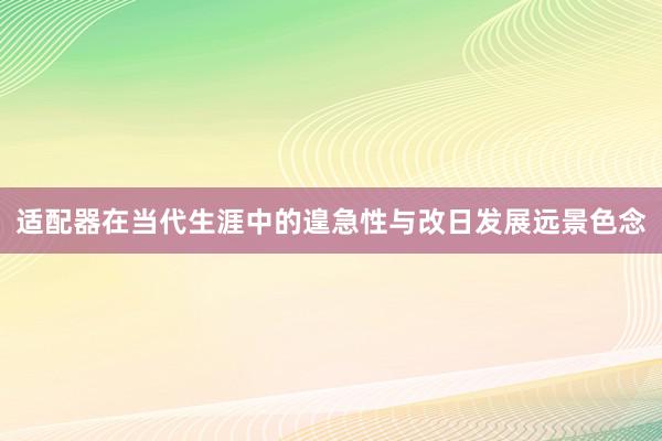 适配器在当代生涯中的遑急性与改日发展远景色念