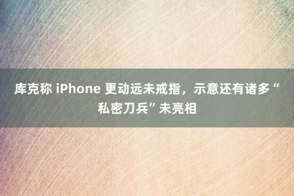 库克称 iPhone 更动远未戒指，示意还有诸多“私密刀兵”未亮相