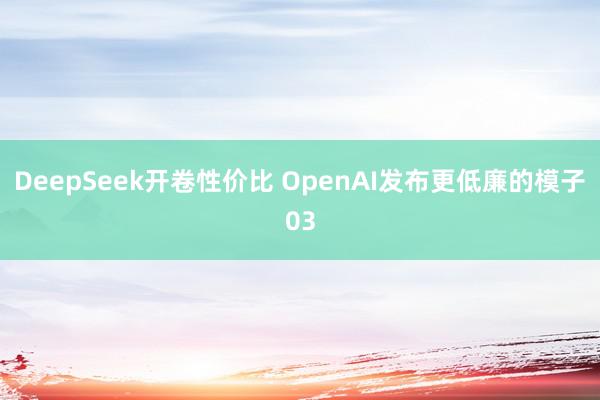 DeepSeek开卷性价比 OpenAI发布更低廉的模子03