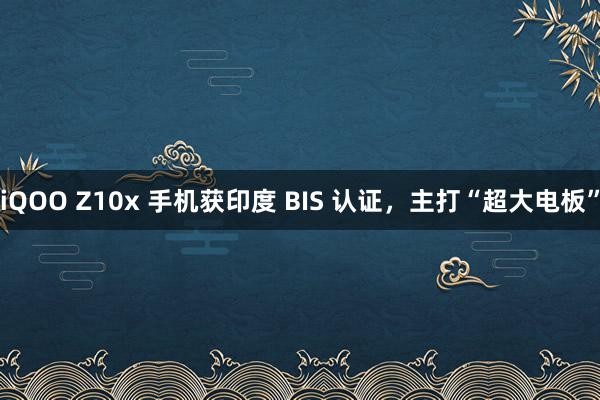 iQOO Z10x 手机获印度 BIS 认证，主打“超大电板”