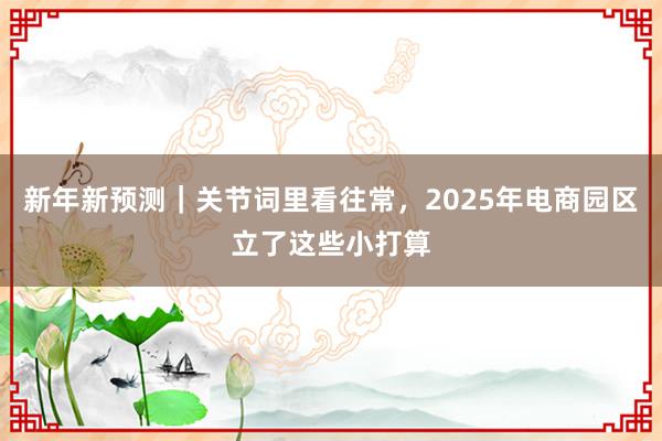 新年新预测｜关节词里看往常，2025年电商园区立了这些小打算