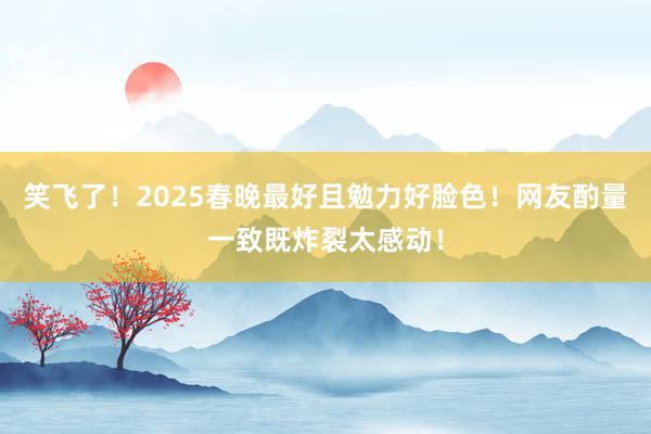 笑飞了！2025春晚最好且勉力好脸色！网友酌量一致既炸裂太感动！