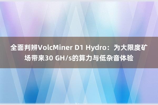 全面判辨VolcMiner D1 Hydro：为大限度矿场带来30 GH/s的算力与低杂音体验