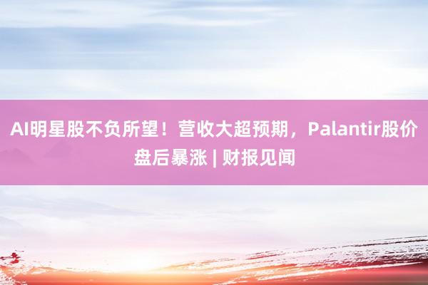 AI明星股不负所望！营收大超预期，Palantir股价盘后暴涨 | 财报见闻