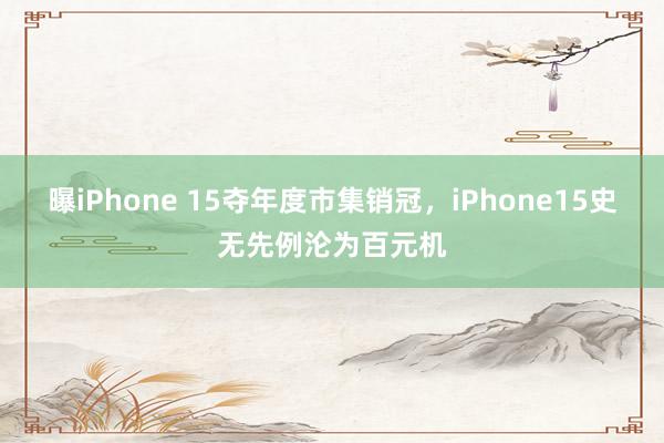 曝iPhone 15夺年度市集销冠，iPhone15史无先例沦为百元机